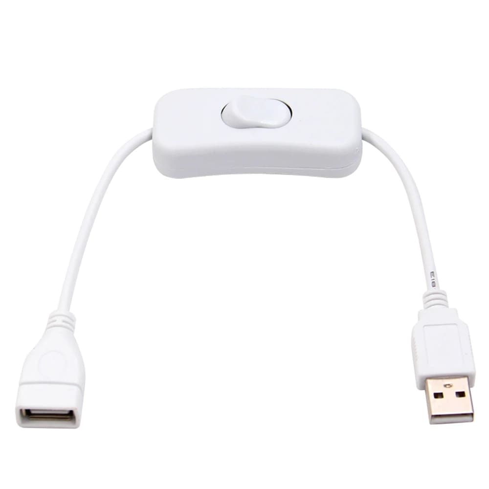 28 cm hosszú USB hosszabbító kábel és kapcsoló fehér színű 