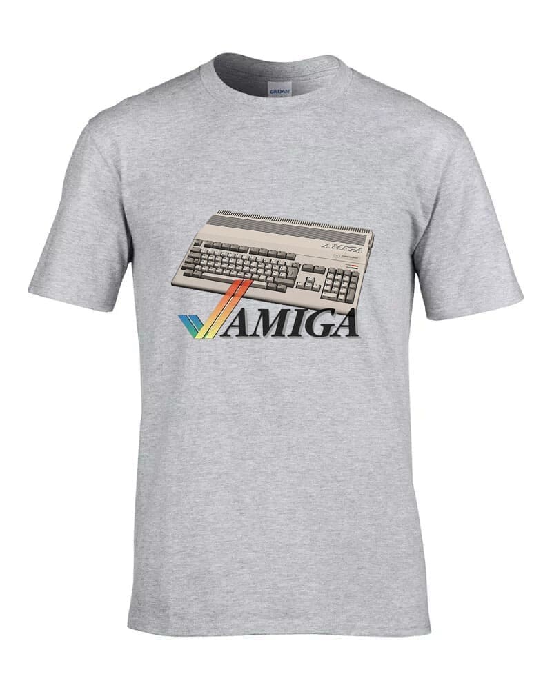 Amiga 500 gép+logo póló szükke/fehér 